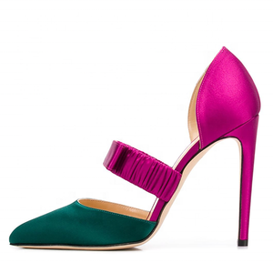 Size 47 D'Orsay Pumps Women's Satin Dress Shoes Woman Bowtie High Heel Pumps Color Match Shoes - Product Image 3