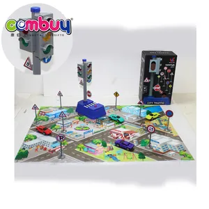 City map alloy car kids play electric plastic toy traffic light