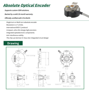 Encodeur Rotatif Incrémental RAA48 17 bits 23 bits Optique Multi-tours pour Moteur et Machine Protocole BiSS-C Modbus IP50 - Product Image 2