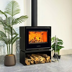 Chimenea Moderna de Acero Negro para Interiores, Independiente, de Leña, con Leños Decorativos, Calefacción para Apartamento - Product Image 3