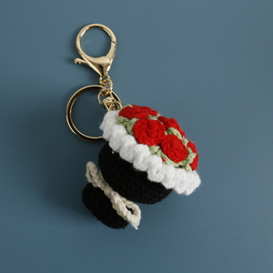 Dulce hecho a mano Mini <span class=keywords><strong>lana</strong></span> ganchillo flor colgante creativo tejido a mano plantas decorativas bolsa colgante y llavero - Product Image 1