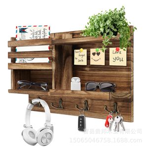 Guibang Wooden Wall-Mounted Storage Rack Key <b>Hook</b> Organizer For Entryway Bedroom Living Room Kitchen - Product Image 5