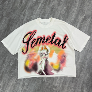 Summer Fashion Graphic <b>White</b> <b>Tee</b> Shirt Boxy Oversize Drop Shoulder T-shirts Heavy Weight Rhinestone t Shirt for Men - Product Image 1
