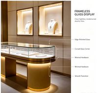 Vitrine de luxe pour bijoux avec éclairage LED et fond en verre, support mural, écologique, durable, couleurs personnalisables
