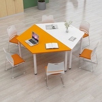 Ensemble de formation hexagonal, bureau mobile multifonctionnel trapézoïdal, table de réunion modulaire longue, mobilier intelligent pour étudiants