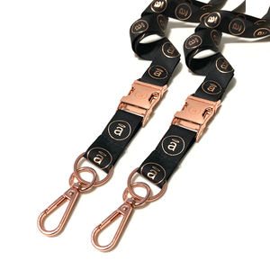 Lanière en polyester <span class=keywords><strong>de</strong></span> luxe personnalisée OEM avec logo en feuille d'or en relief 3D, crochet en forme d'aigle, porte-clés écologique pour cadeaux promotionnels - Product Image 6