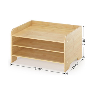 Cross-border wooden desktop organizer, office desktop <b>file</b> and miscellaneous <b>storage</b> rack, multi-functional cosmetic organizer. - Product Image 1