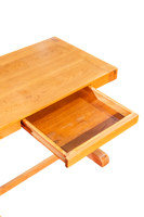 Bureau d'ordinateur moderne et simple en forme de C TACASA, table d'étude pour bureau à domicile, en chêne blanc courbé, avec tiroir d'écriture, gain de place