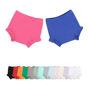 Wholesale Baby Boutique Clothing Multi Color Cotton Ruffle Shorts For Girls Summer Kids Bummies