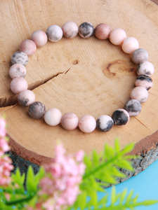 Nuovo 8mm rosa Zebra Jasper braccialetto di pietra regalo di festa amicizia fascia elastica Love Beaded bracciale per uomo e donna - Product Image 3