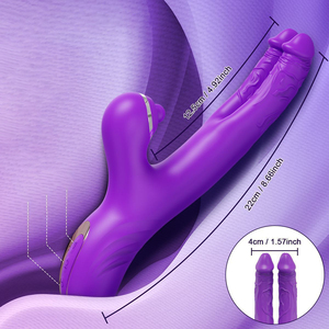 Dubbele kop konijn G-spot vibrator met clitorale flapperende stimulator Dubbele stimulatie Siliconen waterdicht seksspeeltjes voor volwassenen voor vrouwen - Product Image 4