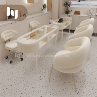 Ensemble Table et Chaises de Manucure Modernes pour Salon de Beauté, Meubles de Manucure Marbre pour Salon