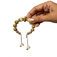 Bracelets Ghungroo en or perlé de style cachemiri avec perles rouges et vertes, ensemble de bijoux de mariage