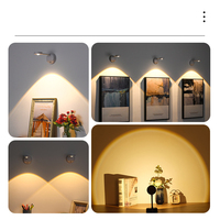 Lampe murale rechargeable à détecteur de mouvement intelligent, télécommande, projecteur rotatif, lampe de lecture murale pour chambre à coucher, veilleuses LED