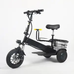 Triciclo eléctrico de doble motor para niños, triciclo plegable 4 en 1 con cesta trasera para distancias cortas