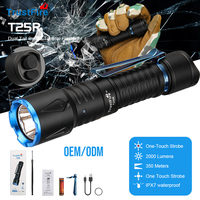Lampe torche LED professionnelle rechargeable T25R 2000LM à double interrupteur, étanche IP67, longue portée, torche industrielle