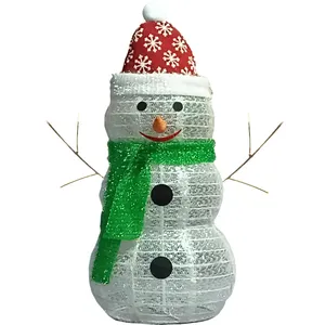 24" USB 8 Function Timing Remote Control 33 Pcs LED Light Colorful Pink Fine Mesh Cloth Snowman