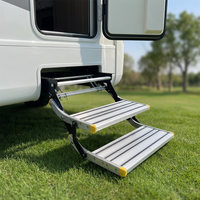 Escalier pliant électrique RV à marche unique en alliage d'aluminium pour camping-car 12V, pédale extra large, design antidérapant pour personnes âgées et enfants