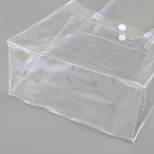 Sac à fermeture éclair en PVC transparent personnalisé, estampage à chaud, recyclable, respectueux de l'environnement, sac promotionnel, sac de shopping avec poignées, supermarché - Product Image 3