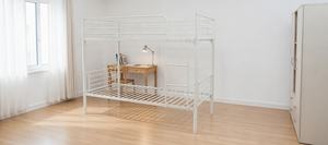 Lit superposé en métal commercial, double sur double, cadre en acier vert, résistant, capacité de charge 300 kg, barrières de sécurité, échelle, pour dortoirs d'étudiants, hôtels - Product Image 3