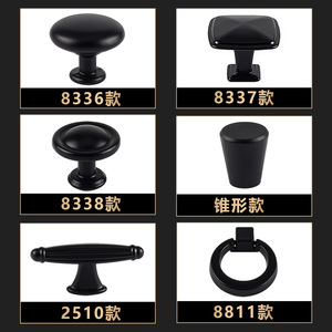 American Style <b>Black</b> Cabinet Drawer Handles Aluminum Alloy Modern Bar <b>Knob</b> Pulls For Wardrobe Cabinet Door - Product Image 2