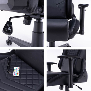 Chaise de jeu avec LED multicolores, similicuir, dossier et hauteur réglables, chaise de jeu avec appui-tête - Product Image 5