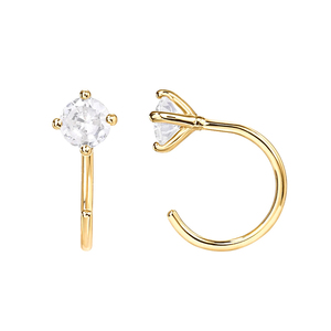 Aros en Forma de C CANNER, Aros con Circonitas, Aros Perforados, Joyería de Plata S925 para Mujeres y Niñas - Product Image 1