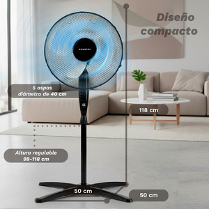 Ventilatore a piedistallo Grunkel 50W 3 velocità Nero X Base - Product Image 3