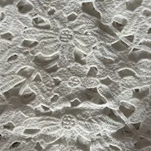 Superior Stable With Hole White Cotton Lace Embroidery Fabric