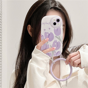 Custodia per telefono con anello a tulipano viola Street Fashion per <span class=keywords><strong>iphone</strong></span> X XS XR 11 <span class=keywords><strong>12</strong></span> 13 Pro Max custodie per telefono per ragazze - Product Image 3