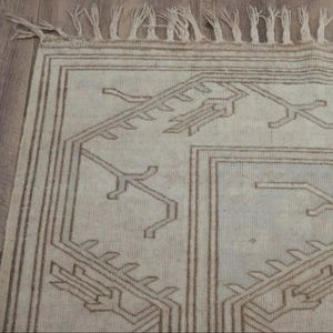 Oushak Handmade Wool/Silk Large Rug BeigeBlue Turkish Rug Set Living Room Entry Bedroom Prayer Picnic Non-Slip PET Friendly - Product Image 4