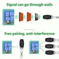 Control Remoto Inalámbrico de 4 Canales y 433MHz para Puerta de Garaje/Obturador/Portón, 4 Botones, Alcance de 50m, DC 12V 10A, Uso Universal