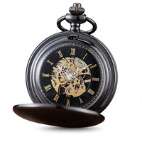 Jam Saku Mekanik Vintage dengan Dial Kerangka dan Angka Romawi