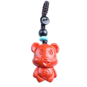 Lucky <b>Rat</b> Keychain Red Cinnabar Animal Pendant Portable Charm For Men Women Couple Gift Hangzhou Origin YCYSK18 - Product Image 5