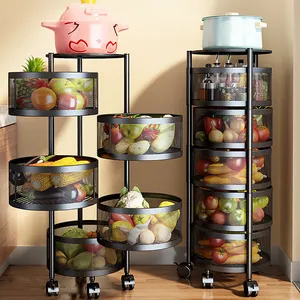 Бытовая многослойная вращающаяся корзина для хранения овощей круглая вращающаяся на 360 градусов стойка для корзин от пола до потолка