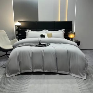 Nouvel ensemble de couette en polyester épais <span class=keywords><strong>160g</strong></span> à bord large, couleur unie, respirant, toutes saisons, quatre pièces, pour hôtels étoilés - Product Image 3