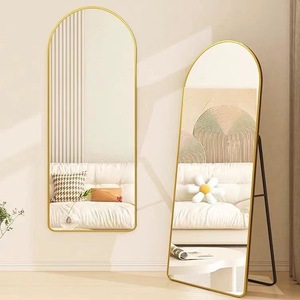 Miroir mural arqué moderne pleine longueur, cadre fin en aluminium noir, grand miroir sur pied pour projet hôtelier - Product Image 4
