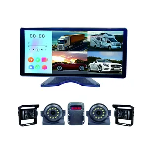 10.36 Inch Hd Quad View Systeem 4ch Van Auto Truck Voertuig Back-Up Side Motion Detecteren Alarm Parking Achteruit Camera Monitor