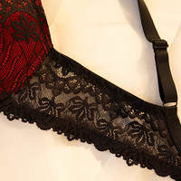 Ensemble de lingerie sexy pour femmes, dentelle à imprimé floral, soutien-gorge push-up à armatures en nylon, culotte G-string avec nœud, respectueux de l'environnement