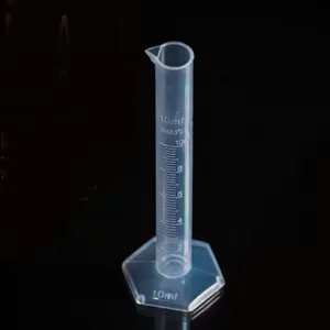 Cilindro de medição graduado plástico transparente do laboratório tiandi 10ml com bico