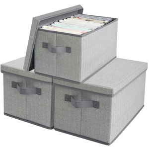 Cubos plegables de alta calidad para el hogar caja de almacenamiento de tela no tejida con tapa - Product Image 2