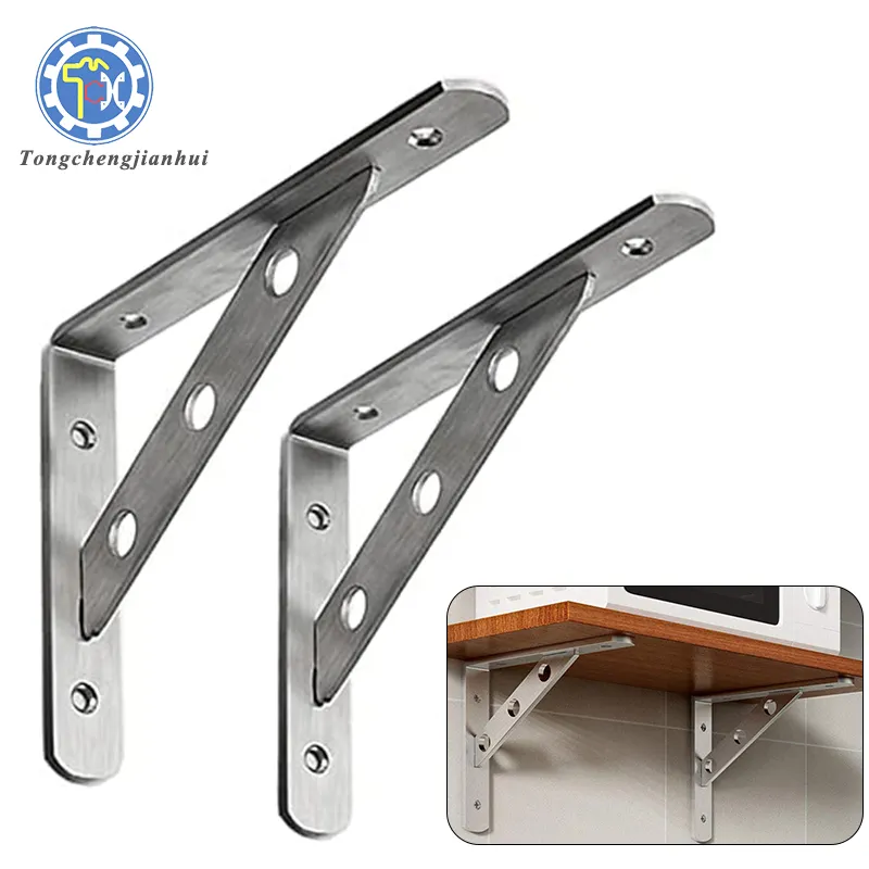 Staffa pieghevole panca triangolo regolabile acciaio inossidabile L angolo di montaggio a parete mensola staffe da tavolo pieghevoli in metallo
