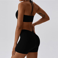 Lcool femmes Top qualité sport Fitness soutien-gorge Shorts Leggings avec poches en gros Fitness Yoga porter 3 pièces ensemble de vêtements actifs