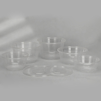 Bol à soupe en plastique avec couvercle, transparent, de qualité alimentaire, jetable, camping, blanc, rond