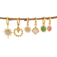 Nouveaux modèles en acier inoxydable Turquoise opale pierre naturelle collier ovale cercle pendentif colliers blanc Vintage ensemble de bijoux cadeaux