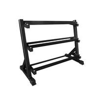 Precio de Fábrica: Soporte Vertical Plegable y Ajustable de Tres Niveles para Mancuernas, Capacidad para 10 Pares, Equipo de Gimnasio de Acero Duradero para Pesas Libres