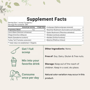 Poudre Complexe Méga Champignon Bio Formule Booster du Système Immunitaire avec Chaga Lions Crinière Cordyceps Reishi - Product Image 3