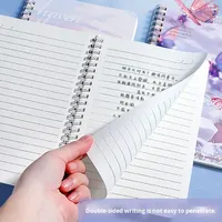 Carnet A5 120 pages à double spirale, motif papillon, papeterie pour enfants, papier épais, lignage simple, facile à déchirer