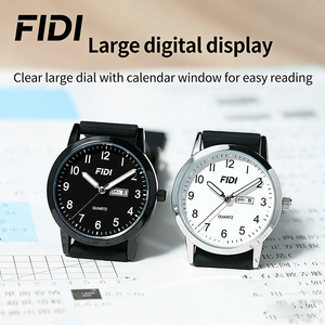Reloj de Cuarzo Minimalista FIDI para Adolescentes, Correa de Silicona y Cuero, Resistente al Agua, con Función de Fecha, Reloj de Pulsera Informal para Estudiantes, Venta al Por Mayor - Product Image 3