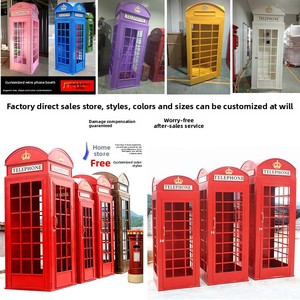 Cabine téléphonique rouge de style britannique, artisanat en métal pour la décoration de mariage, accessoire de cabine téléphonique vintage pour la décoration d'événements - Product Image 3